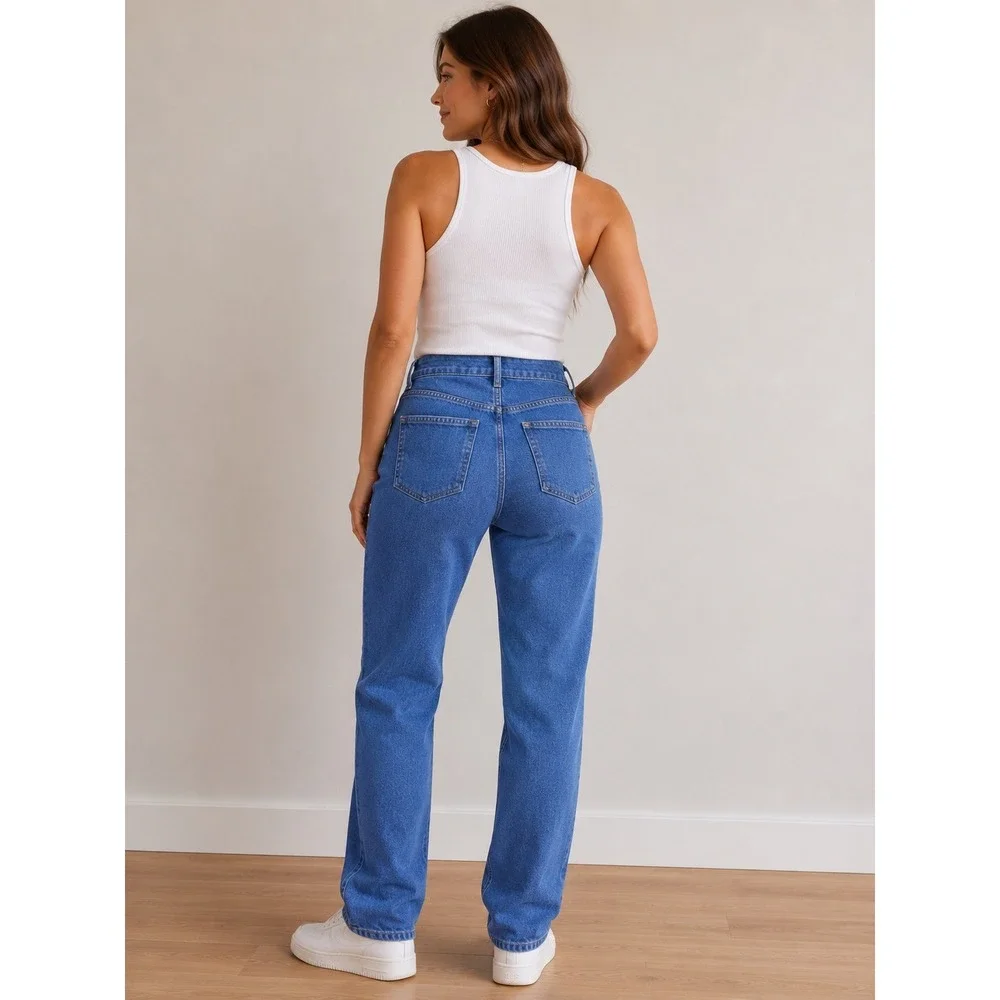 Boden Women's 10L Girlfriend Jeans Blue‎ High Rise Denim Loose Fit Medium Wash